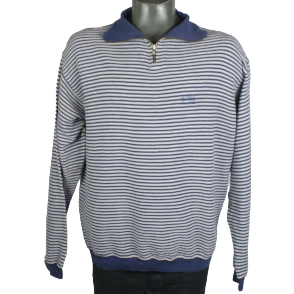 Vintage 90s Hugo Boss 1/4 Zip Pullover Mens L Navy Spell Out Sailing